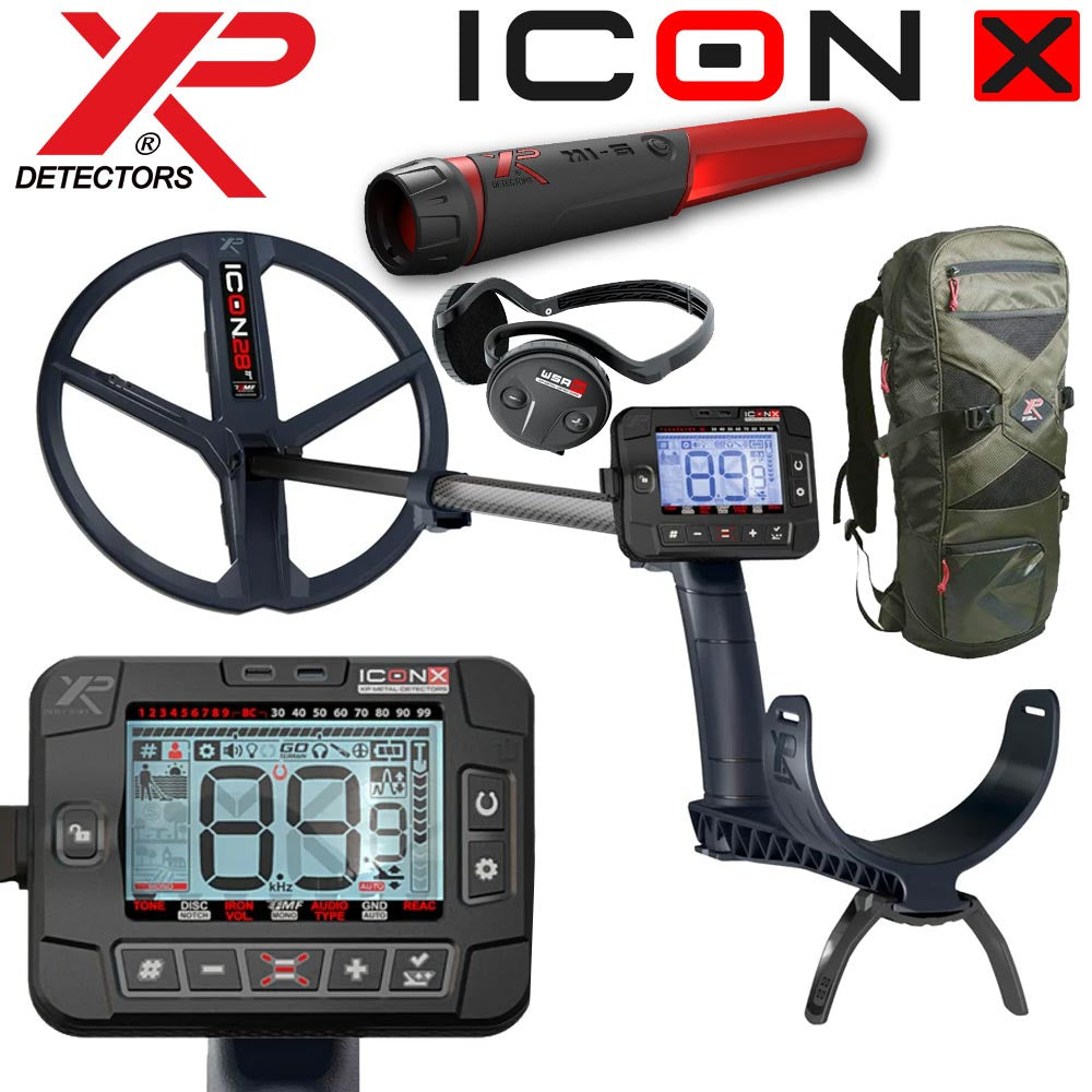 Detector XP ICON X - plato 28cm FMF, auriculares WSA ST - MI-6 - Mochila XP 240